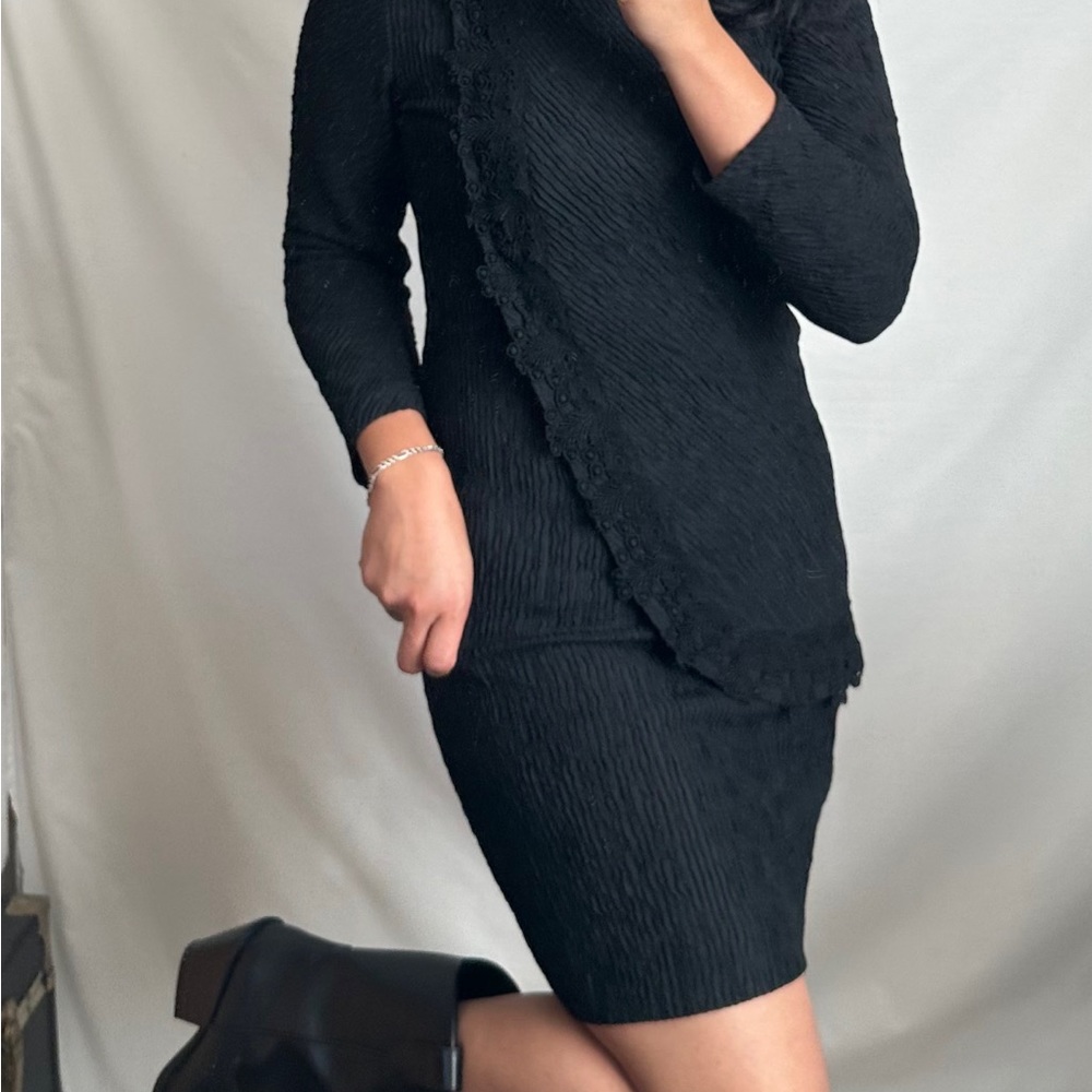 VINTAGE Classic Black Cocktail Dress Mini Sheath Dress-8 petite, fits like a 6 - Picture 6 of 15